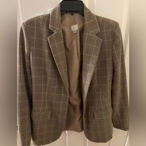 Brown, with thin blue stripe blazer size 6
